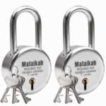 Malaikah Premium Round 50mm Long Shackle Iron Padlock Set – 7 Lever Mechanism, Double Locking System – Professional Grade Safety Lock for Main Door, Gate, and Warehouse – Pack of 2