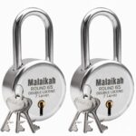 Malaikah 7-Lever Round 65mm Long Shackle Padlocks (Pack of 2) – Double Locking Industrial Security for Thick Gates, Shutters, and Heavy-Duty Applications