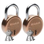 Malaikah Rose Gold Round 65mm Padlocks (Pack of 2) – Premium 7-Lever Double Locking High-Security Locks for Main Gates, Modern Doors & Shutters