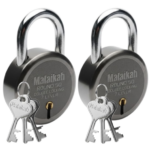 Malaikah Round 50mm Premium Black Iron Padlock Set (Pack of 2) – Heavy-Duty 7 Lever Double Locking Security Lock for Main Door, Gate, Shutter, and Commercial Use – Sleek Industrial Grade Protection from Aligarh