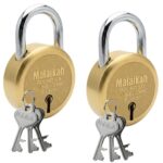 Malaikah Gold Round 65mm Double Locking Padlock – High-Security 8-Lever Mechanism for Heavy-Duty Gates and Shutters