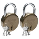 Malaikah Green Round 65mm Double Locking Padlocks (Pack of 2) – Heavy-Duty 7-Lever Security for Gates, Shutters, and Storage Units