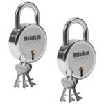 Malaikah Round 50mm Padlocks (Pack of 2) – Industrial Strength 7 Lever Double Locking Iron Security Lock – Trusted Aligarh Craftsmanship for Enhanced Home Protection